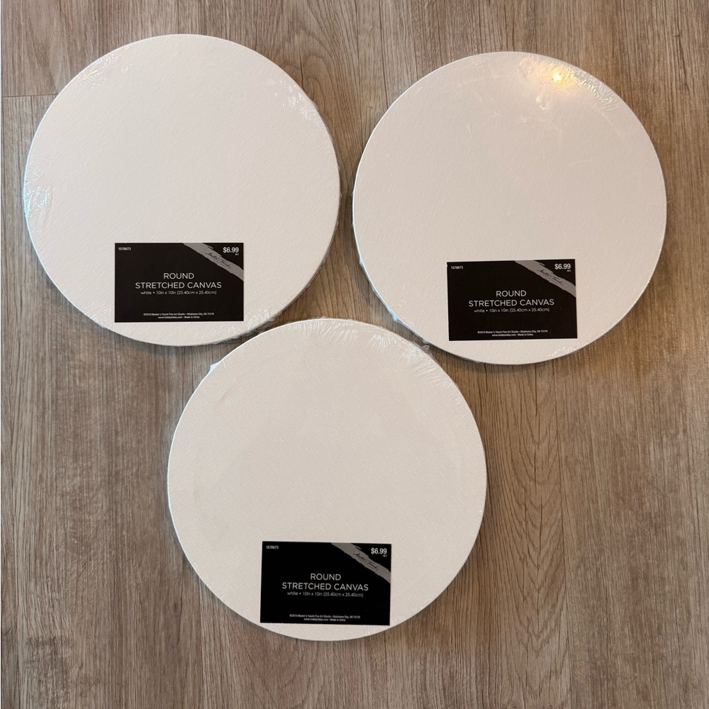 Round White Stretched  10 x 10 Canvas (3)